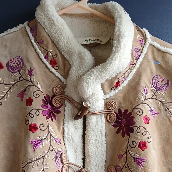 St. John's Bay Leather Tan Embroidered Jacket Size 3x - Picture 3 of 7